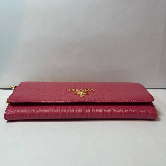 Prada Vitello Move Leather Wallet on Chain - Peonia - Preowned - Picture 6 of 12